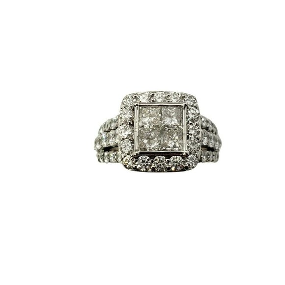 Vintage 14 Karat White Gold and Diamond Ring Size 6.5 #11381 - Picture 1 of 9